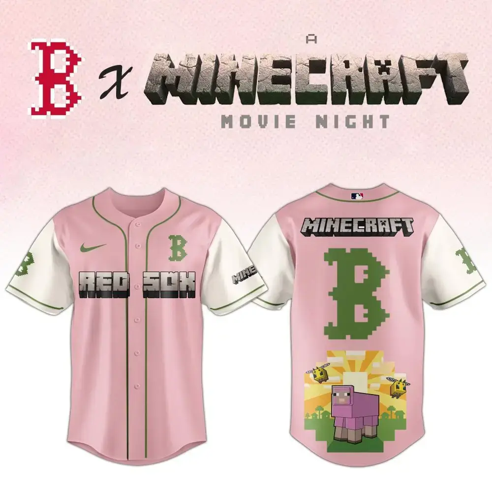 Limited Edition Red Sox X Minecraft Pink Jersey – Perfect For Fans & Gamers! Image