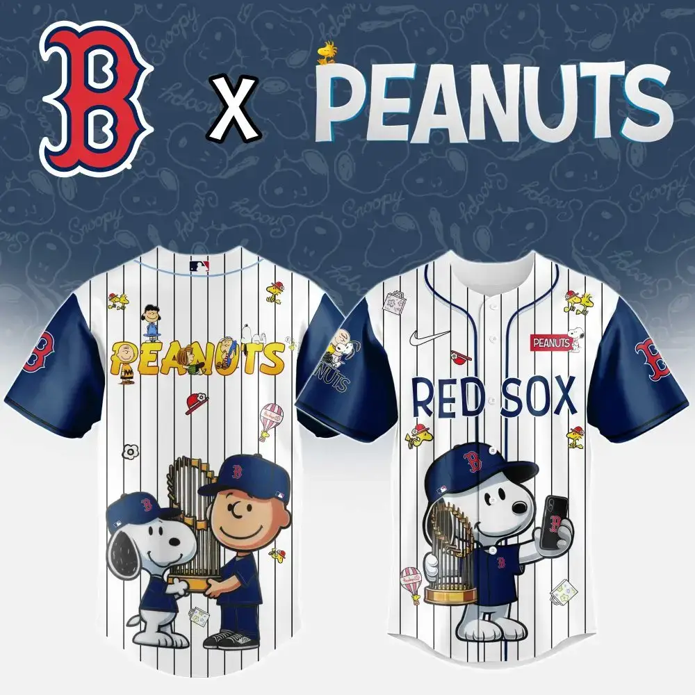 Limited Edition Red Sox X Peanuts Jersey - Snoopy & Charlie Brown Mlb Fan Gear Image