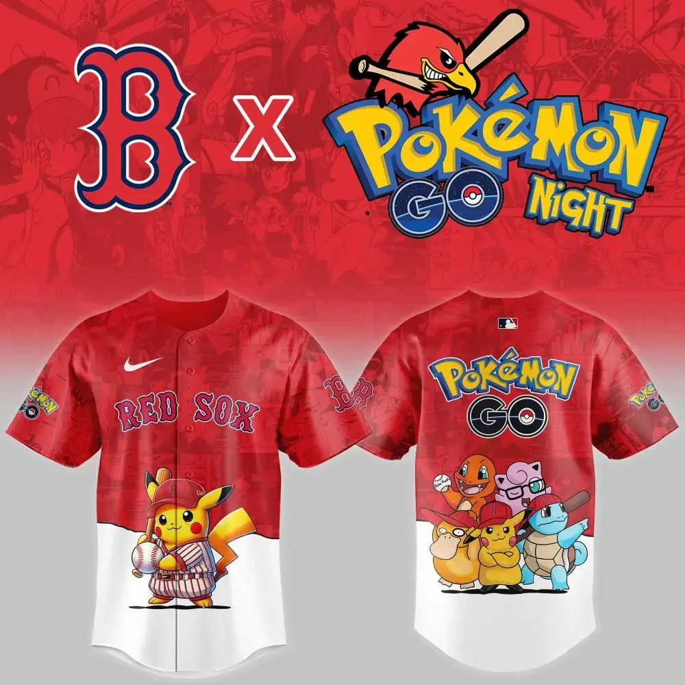 Limited Edition Red Sox X Pokémon Go Jersey – Pikachu & Friends Design! Image