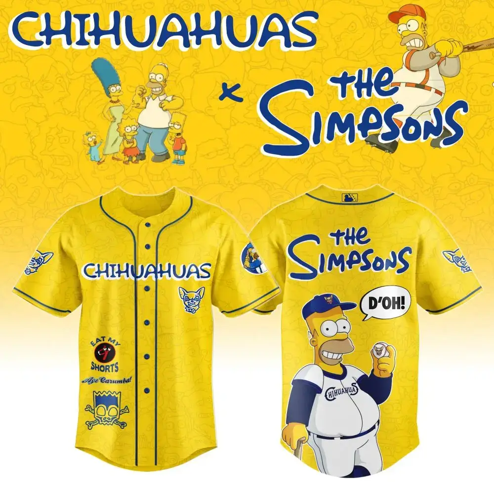 Limited Edition Simpsons X Chihuahuas Baseball Jersey – Fun Cartoon Crossover Apparel! Image