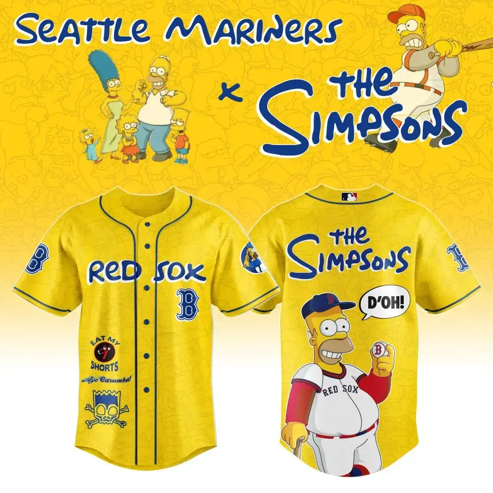 Limited Edition Simpsons X Red Sox Baseball Jersey - Homer D'Oh! Design, Perfect For Fans Image