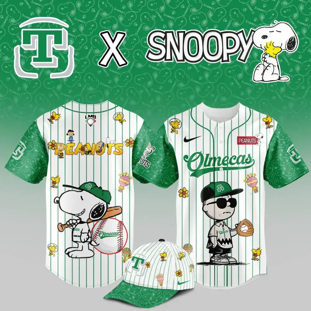 Limited Edition Snoopy X Olmecas Baseball Jersey – Peanuts Fan Collectible Image