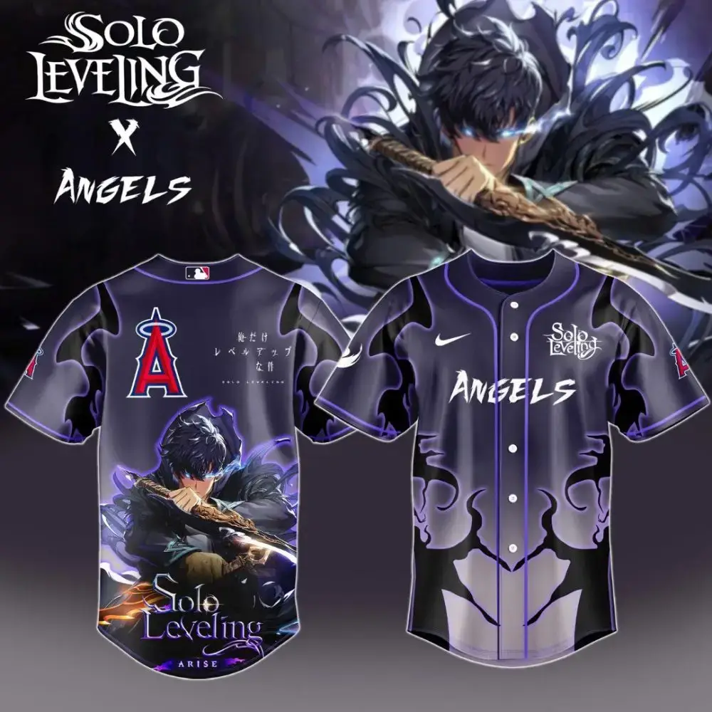 Limited Edition Solo Leveling X Angels Baseball Jersey - Anime Fans Must-Have! Image