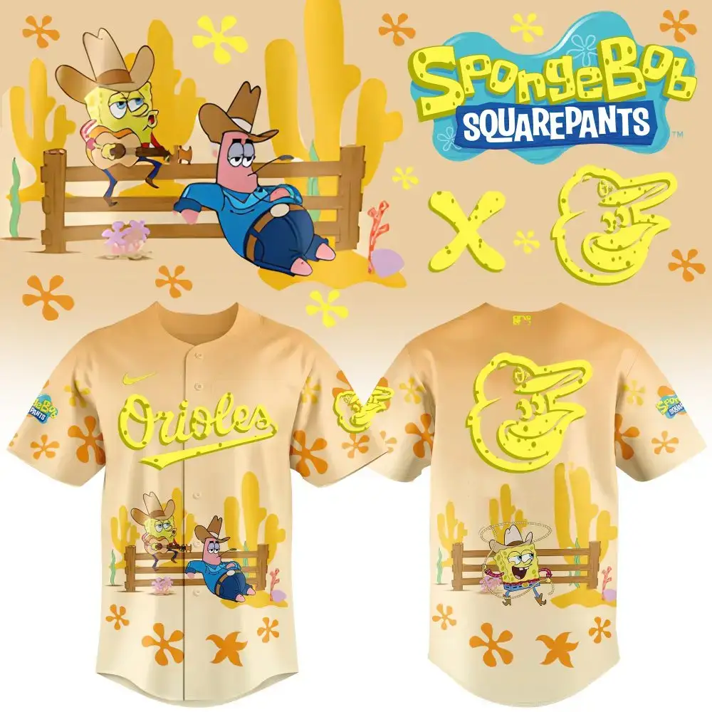 Limited Edition Spongebob X Orioles Cowboy Jersey – Fun & Stylish Baseball Shirt Image