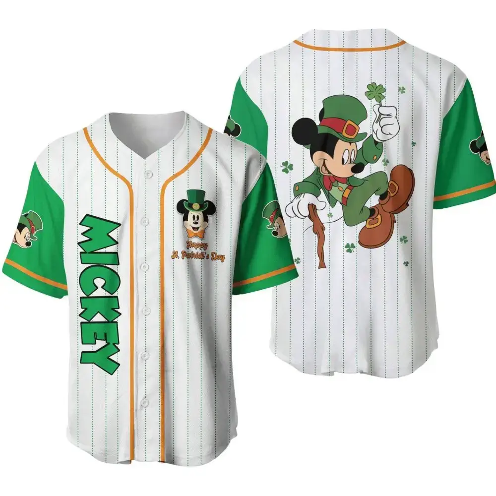 Limited Edition St. Patrick'S Day Mickey Baseball Jersey – Celebrate In Style! Image