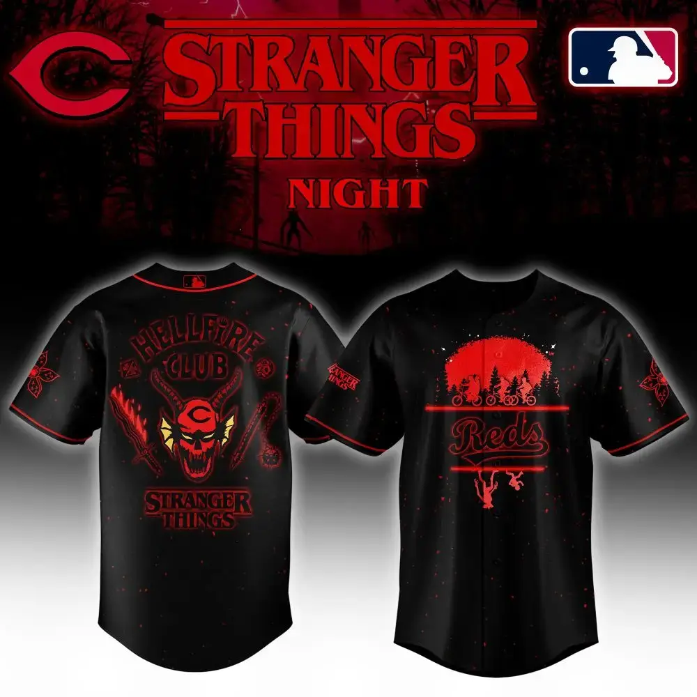 Limited Edition Stranger Things Night Baseball Jersey - Hellfire Club Design Image
