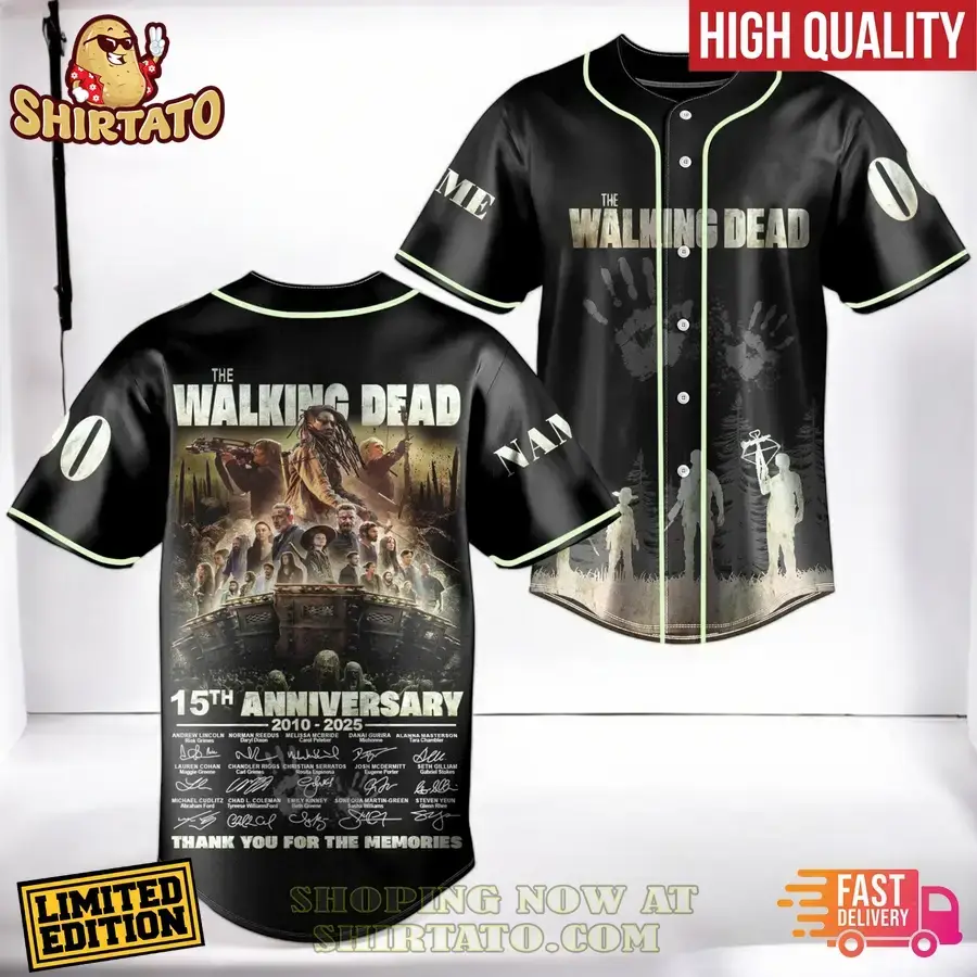 Limited Edition The Walking Dead 15Th Anniversary Baseball Jersey - High Quality, Fast Delivery! Image