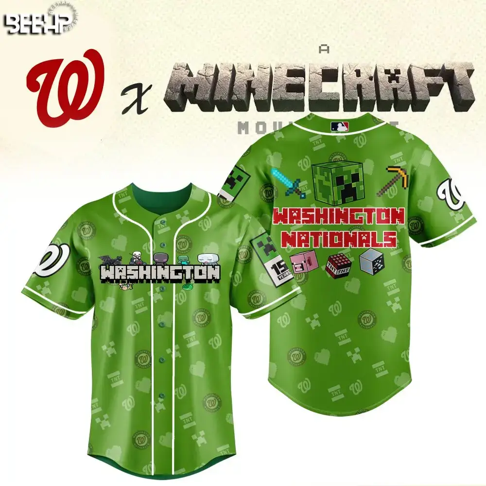 Limited Edition Washington Nationals X Minecraft Custom Jersey - Perfect Gift For Gamers & Fans! Image