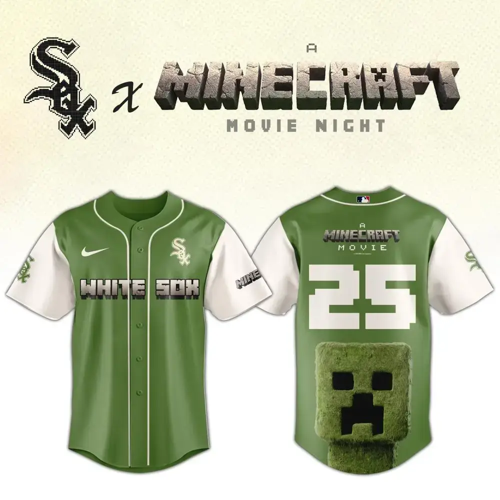 Limited Edition White Sox X Minecraft Jersey – Perfect For Movie Night Fans! Image