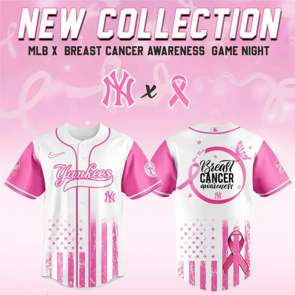 Limited Edition Yankees Breast Cancer Awareness Jersey - Support & Style! Image