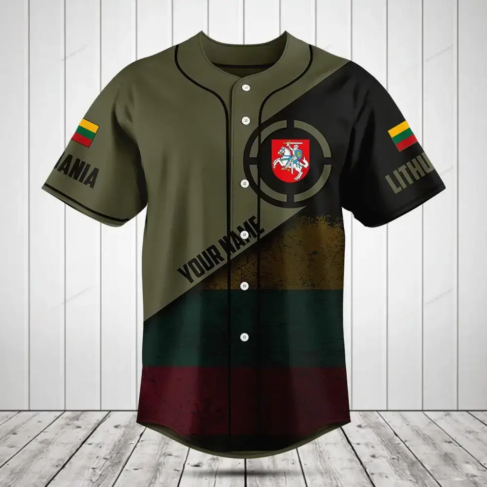Lithuania Flag Baseball Jersey – Customizable Name & Number, Unique Design Image