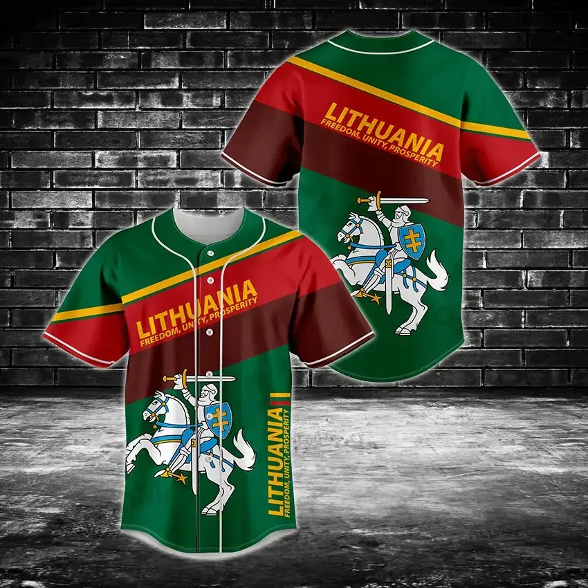 Lithuania Flag Baseball Jersey – Vibrant Sportswear With National Pride Design Image