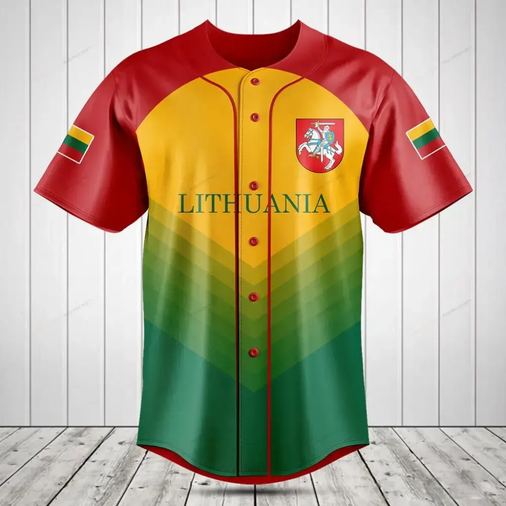 Lithuania Flag Baseball Jersey - Vibrant Colorful Sport Shirt With National Pride Design Image