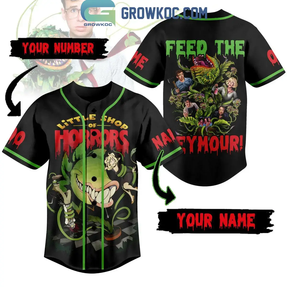 Little Shop Of Horrors Feed The Seymour Personalized Baseball Jersey Image