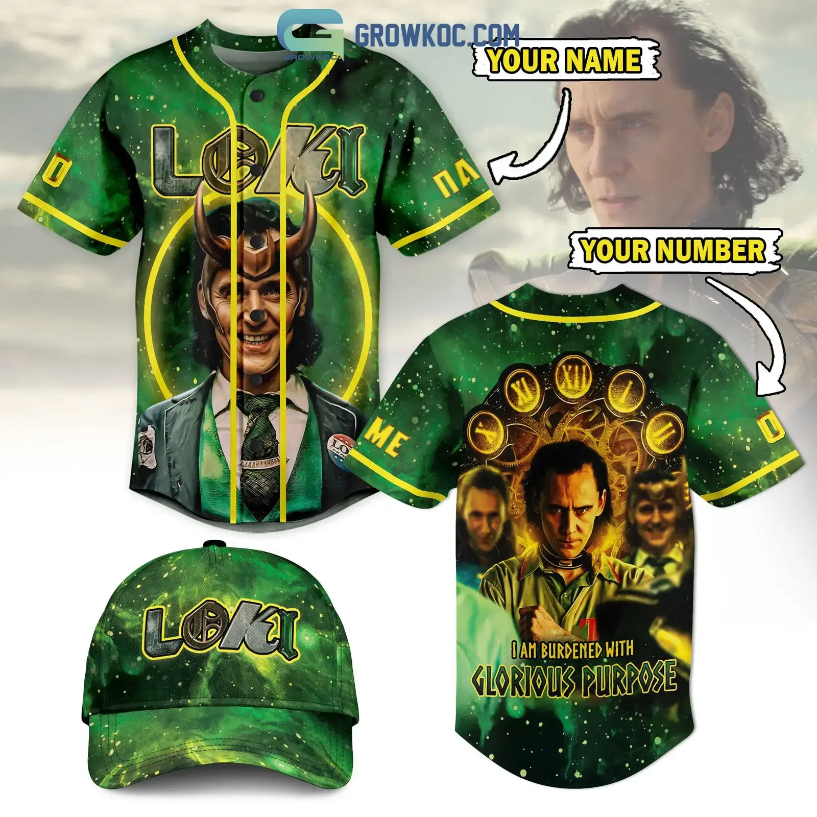 Loki I am Burdened With Glorious Purpose Personalized Baseball Jersey Image