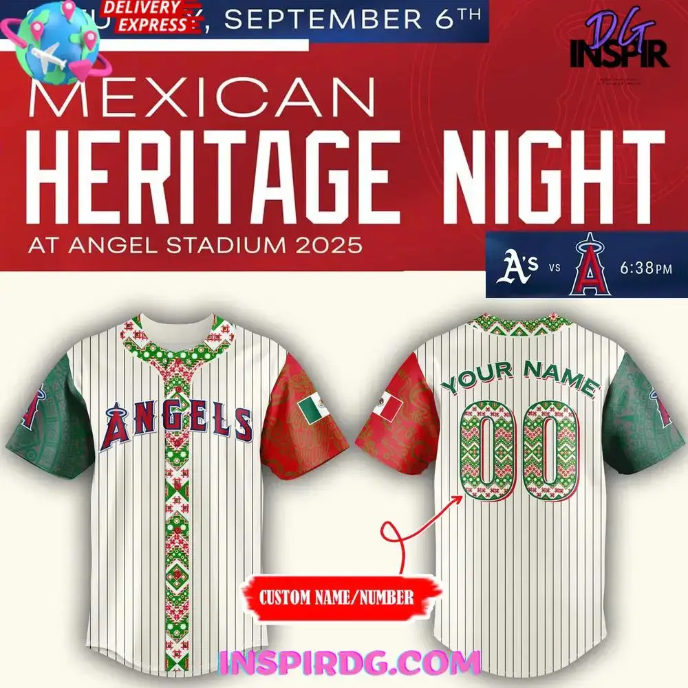 Los Angeles Angels 2025 Mexican Heritage Night Baseball Jersey Image