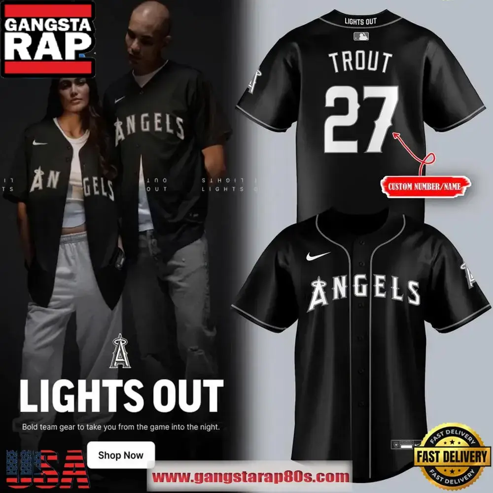 Los Angeles Angels Black Lights Out Limited Edition Baseball Jersey Shirt Image