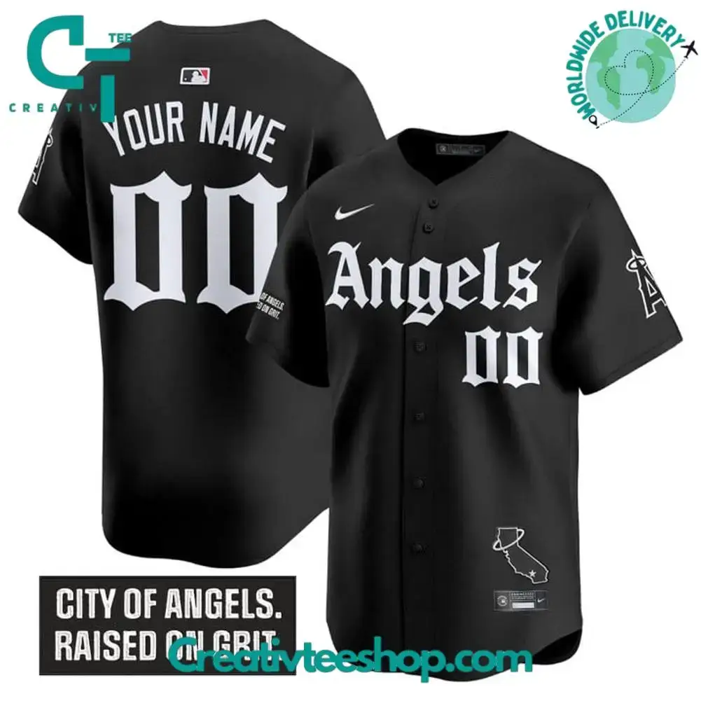 Los Angeles Angels 'Gothic Halo Edition' Personalized Baseball Jersey Image
