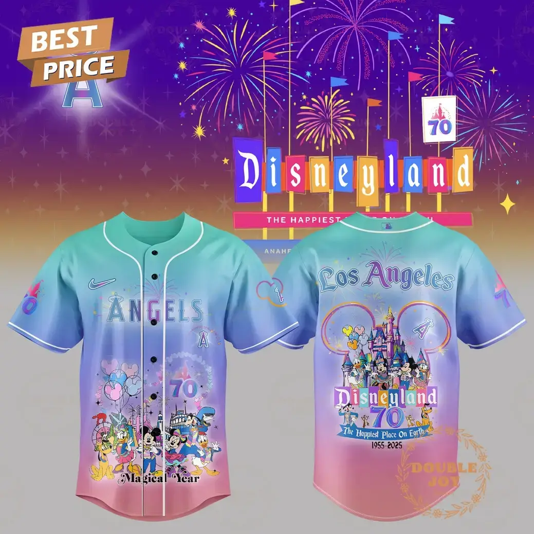Los Angeles Angels Happiest 70th Disneyland Limited Edition Baseball Jersey Image