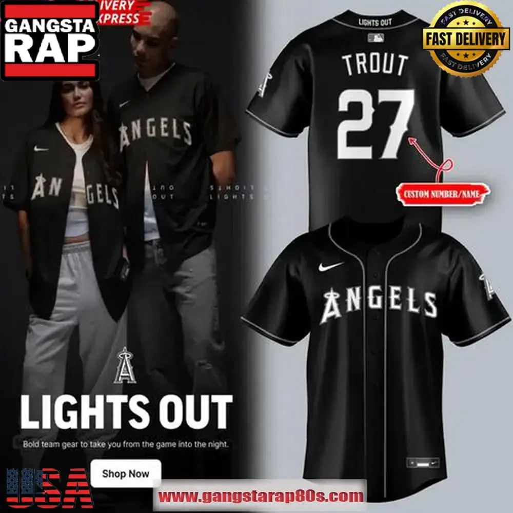 Los Angeles Angels Lights Out Black Special Custom Baseball Jersey Shirt Image