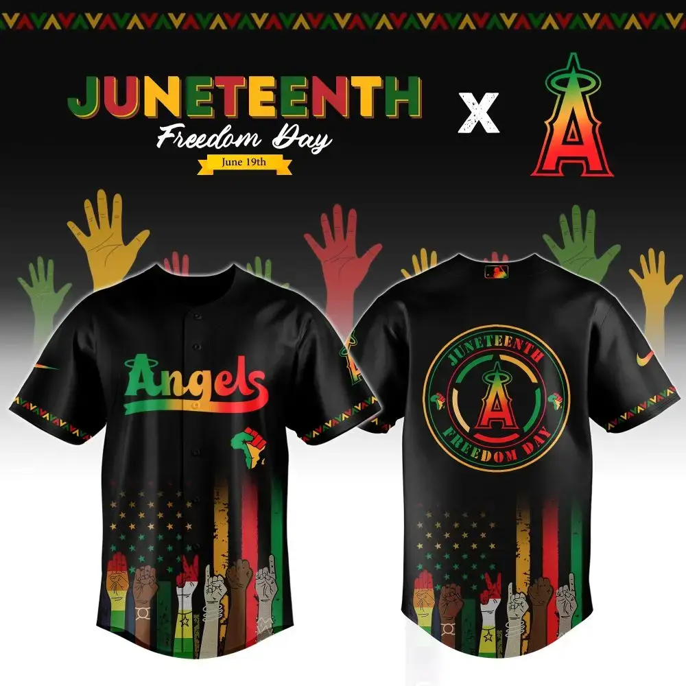 Los Angeles Angels Mlb X Juneteenth Custom Baseball Jersey Image
