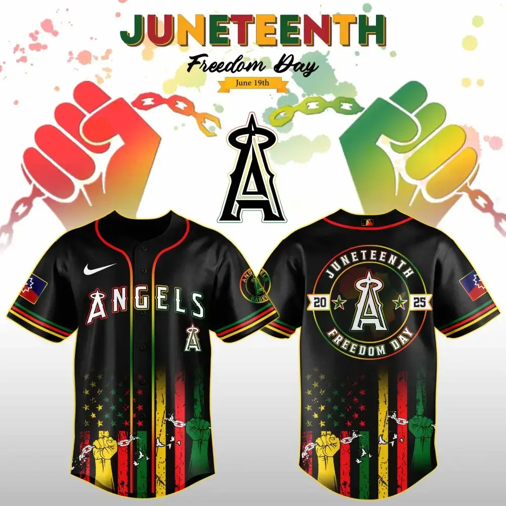 Los Angeles Angels Mlb X Juneteenth Day Custom Baseball Jersey Edition Custom Baseball Jersey Image