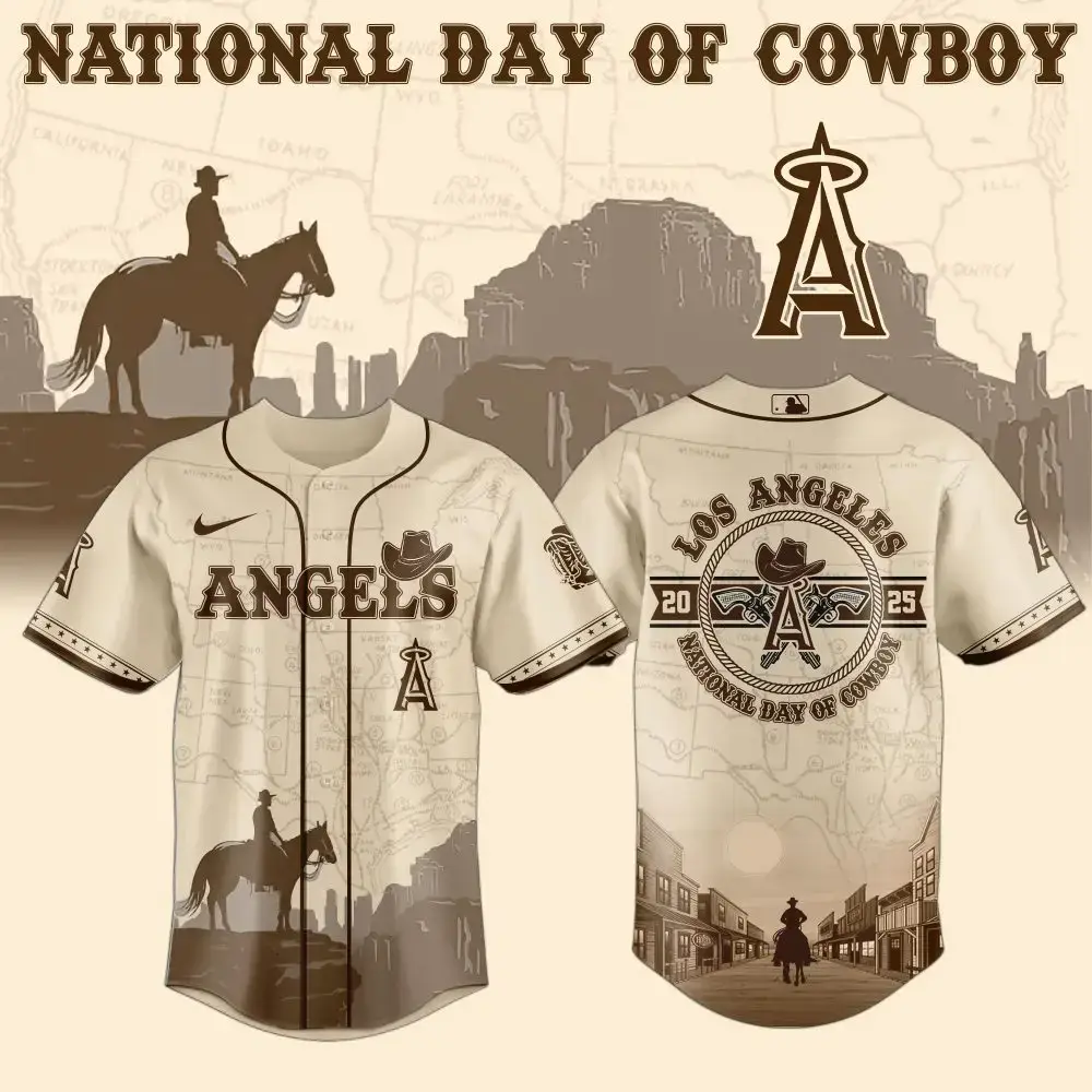 Los Angeles Angels Mlb X National Day Of Cowboy Custom Baseball Jersey Image
