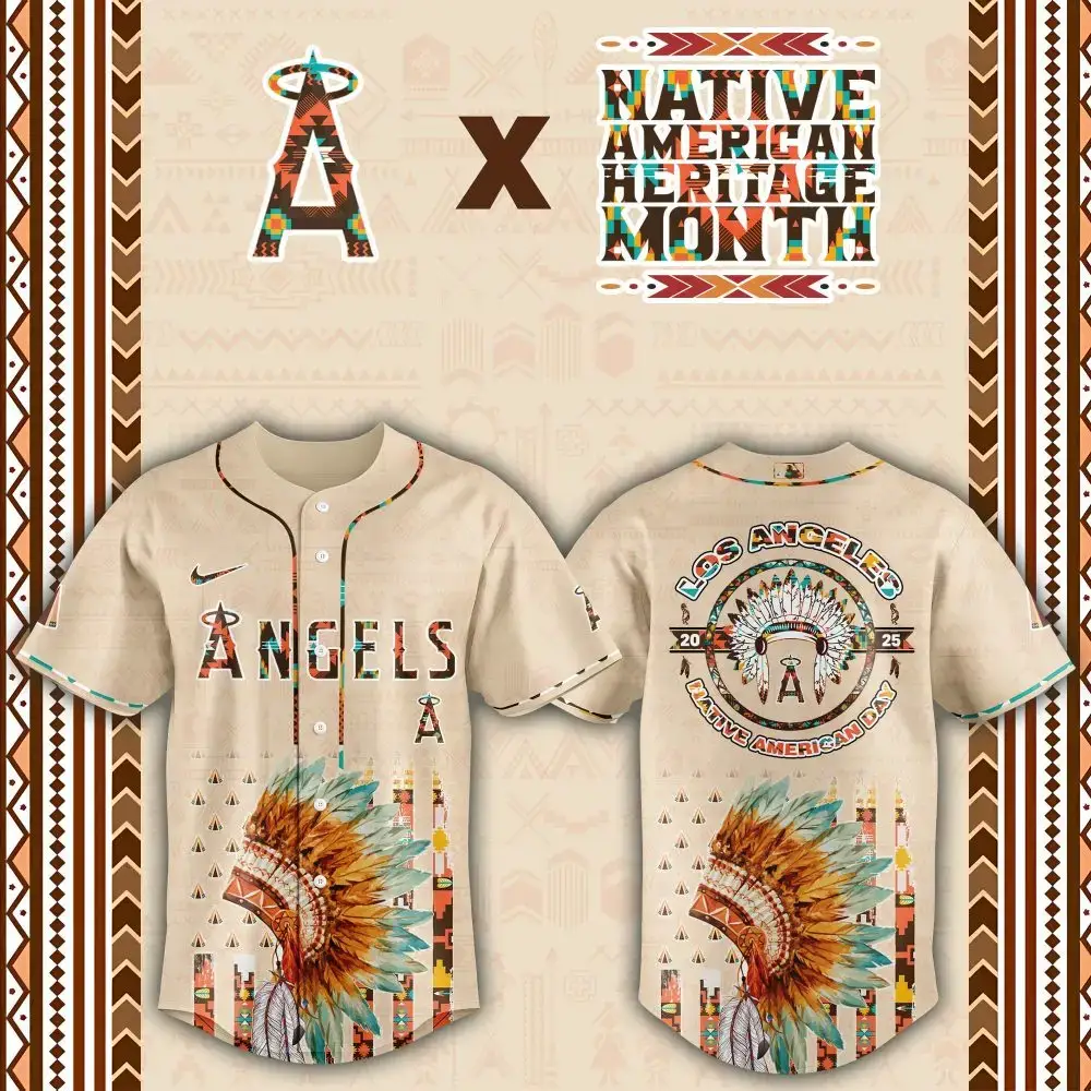 Los Angeles Angels Native American Heritage Month Custom Baseball Jersey Image