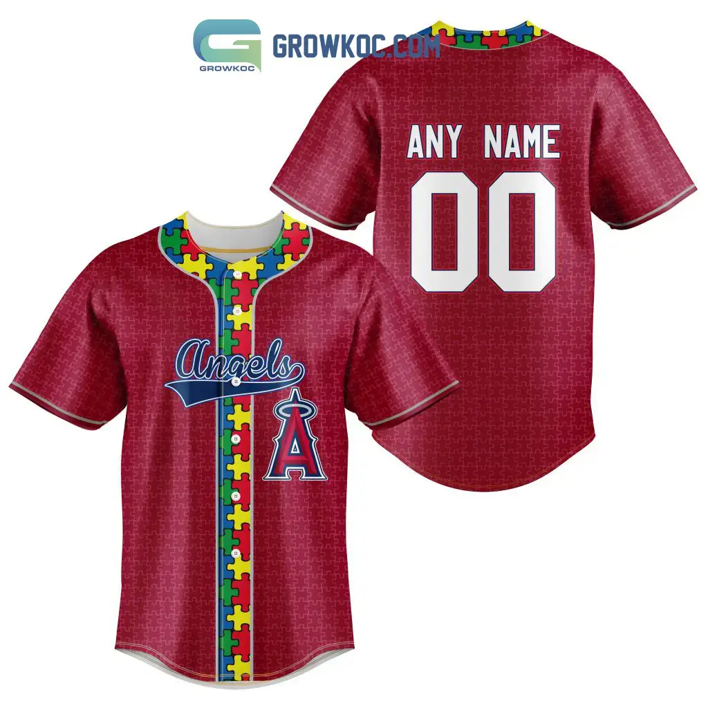 Los Angeles Angels Of Anaheim MLB Fearless Against Autism Personalized Baseball Jersey Image