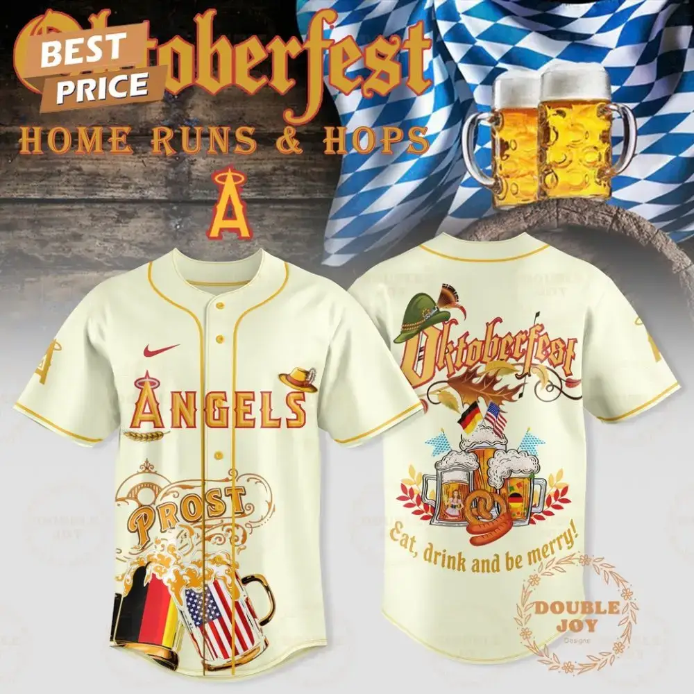 Los Angeles Angels -Oktoberfest Home Runs And Hops White Edition Baseball Jersey Image