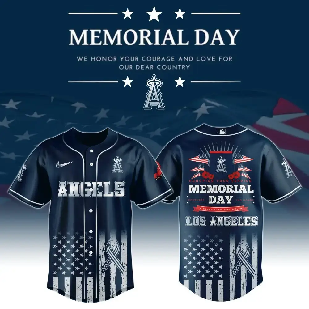 Los Angeles Angels Special Memorial Day Limited Edition Custom Baseball Jersey Image