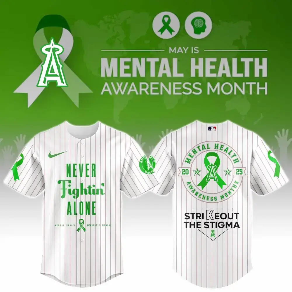 Los Angeles Angels Special Mental Health Awareness Week Limited Edition Custom Baseball Jersey Image