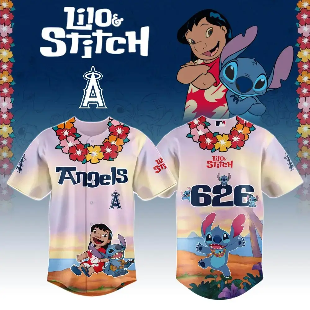 Los Angeles Angels X Lilo & Stitch Special Edition Custom Baseball Jersey Image