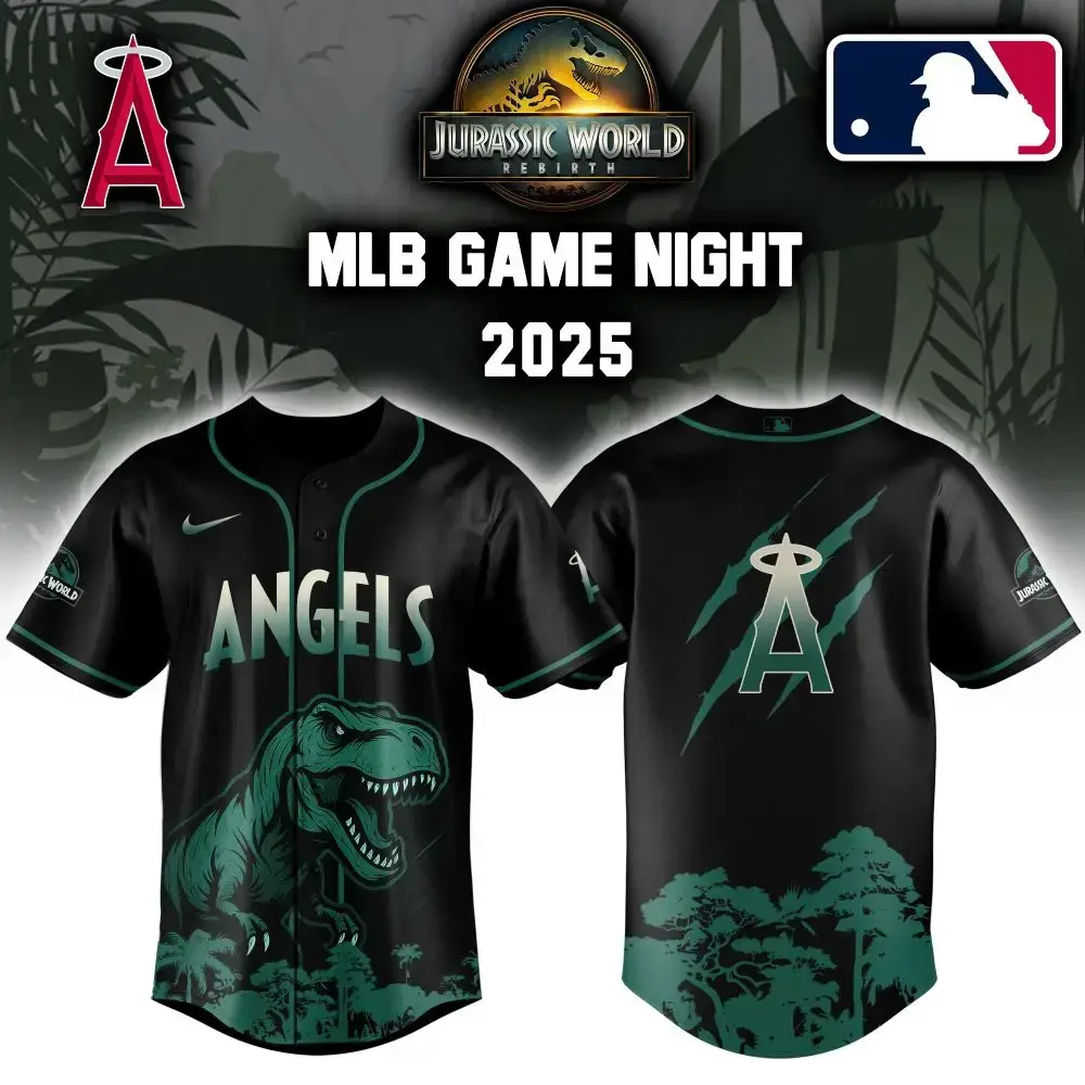 Los Angeles Angels X Mlb Jurassic World Custom Baseball Jersey Image