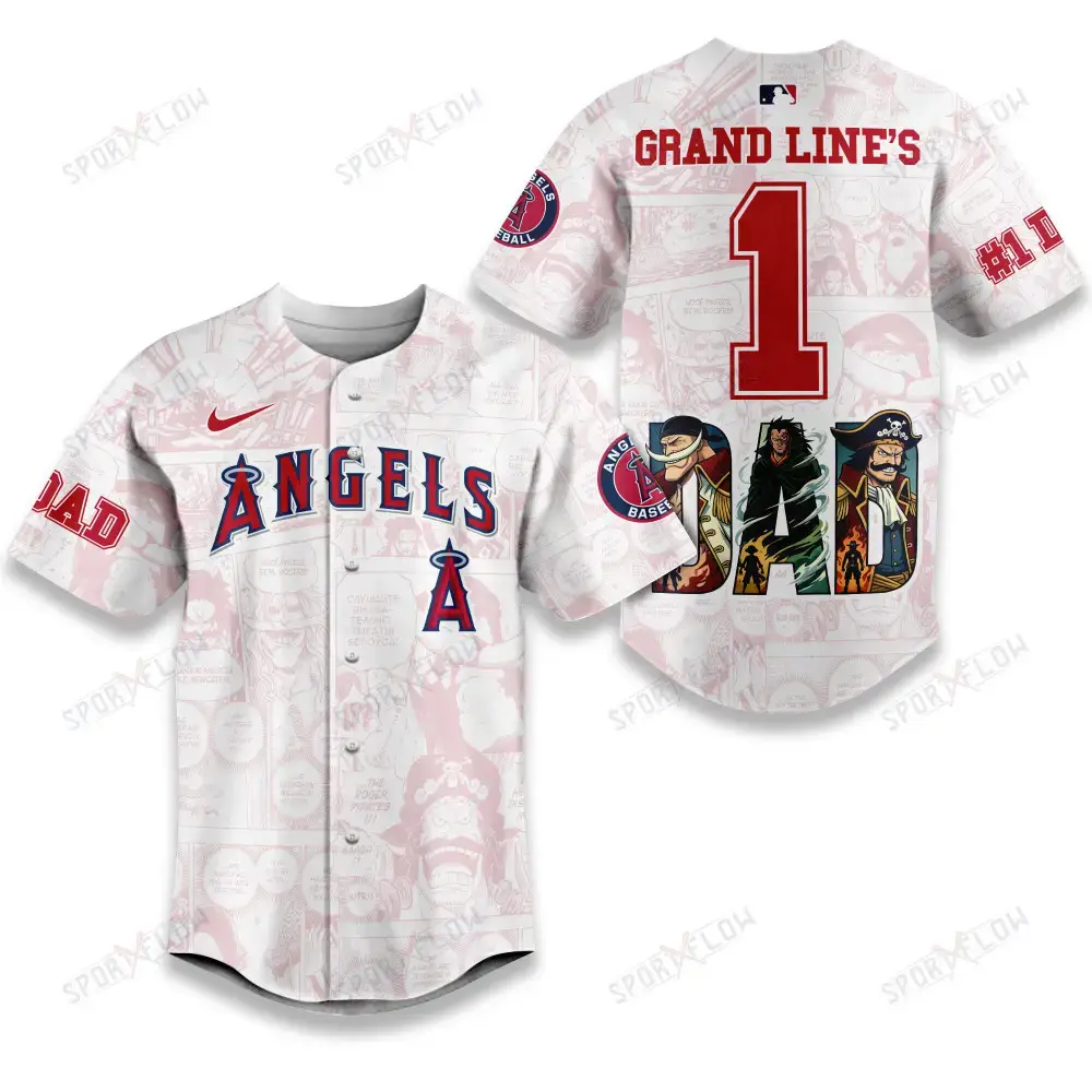 Los Angeles Angels X One Piece Grand Line'S #1 Dad Custom Baseball Jersey Image