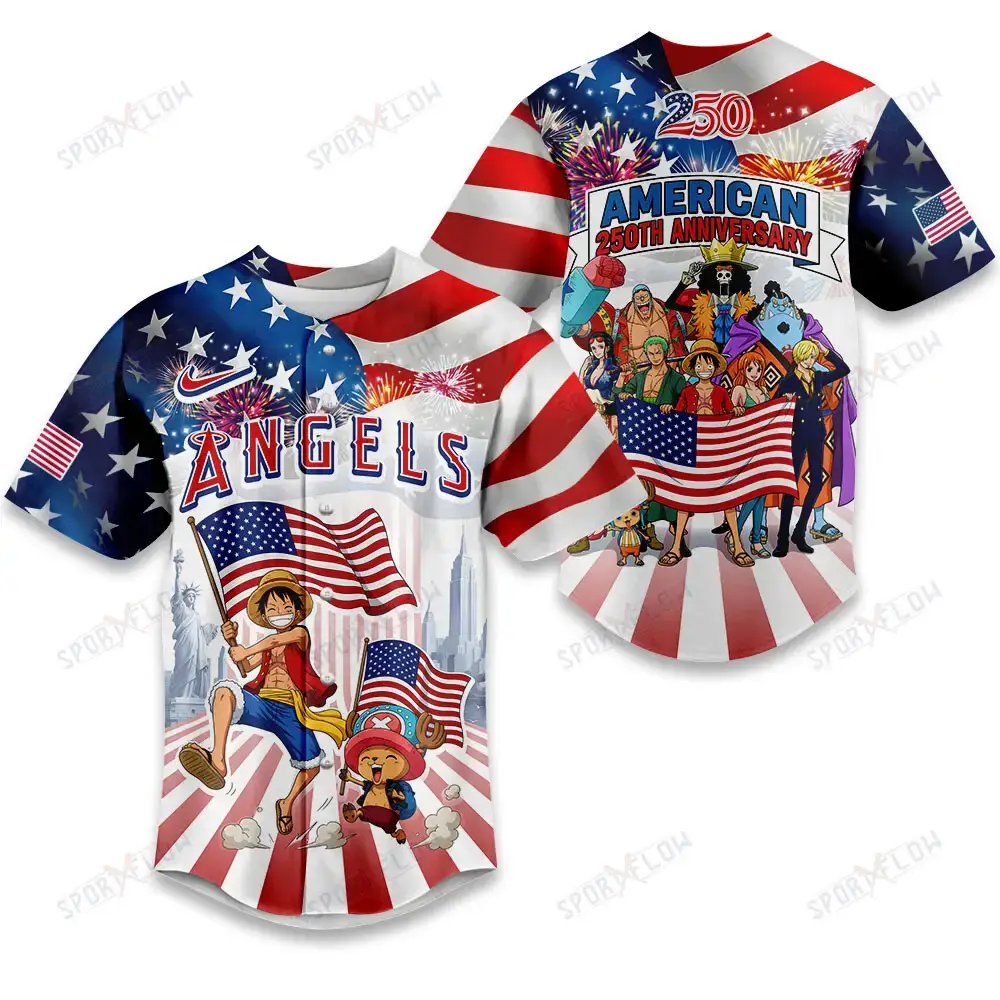 Los Angeles Angels X One Piece United States Of America 250 Baseball Jersey Image