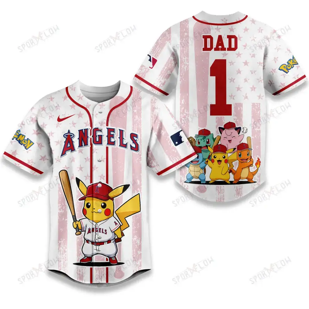 Los Angeles Angels X Pokemon Night Dad Edition Baseball Jersey Image