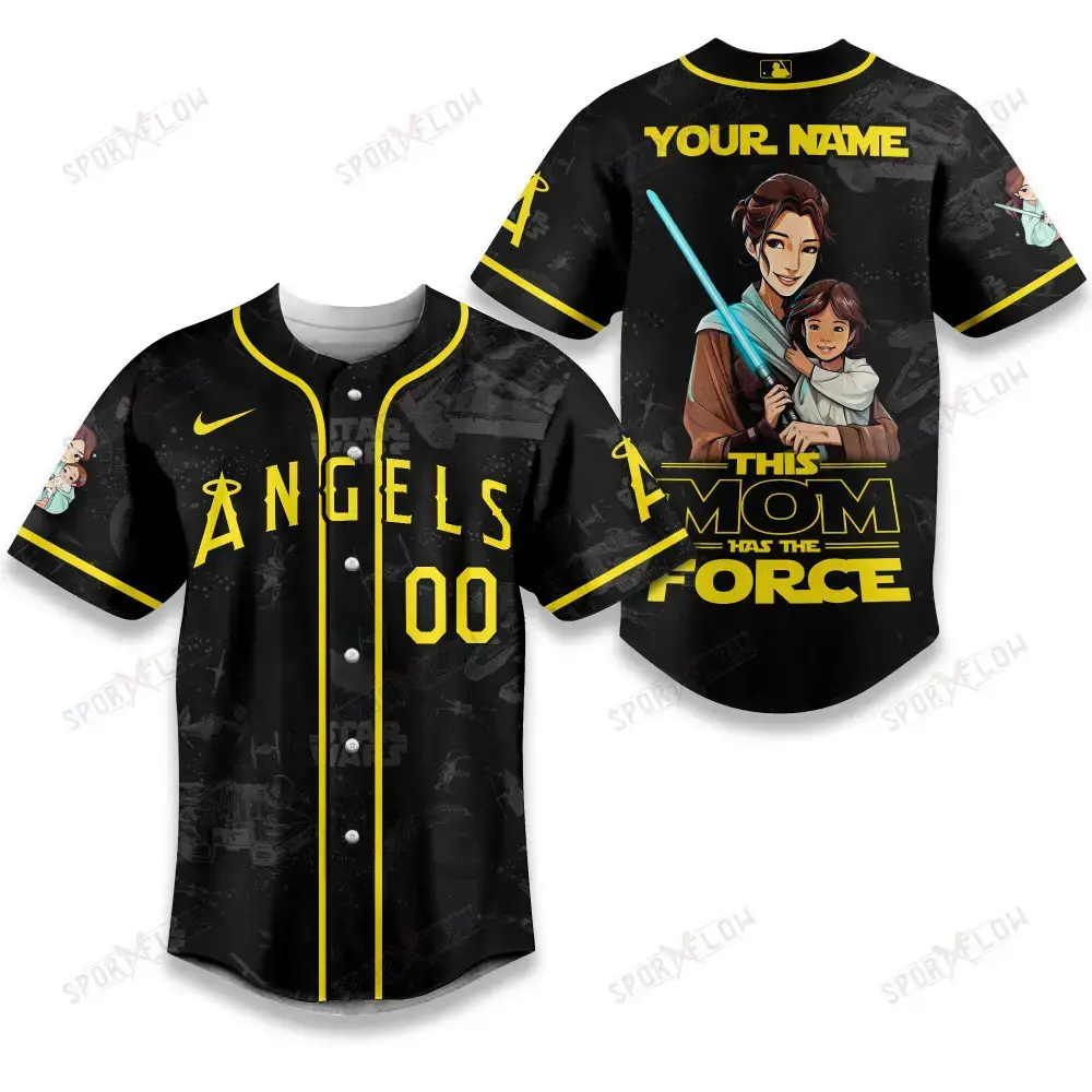 Los Angeles Angels X Star Wars This Mom Has The Force Baseball Jersey Image