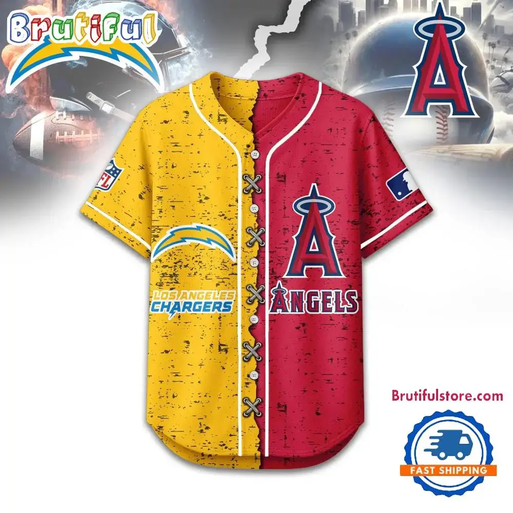 Los Angeles Chargers Mix Los Angeles Angels Sporty New Design Baseball Jersey Image