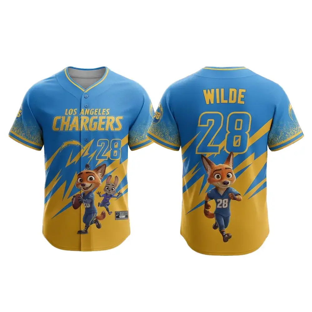 Los Angeles Chargers Zootopia 2 Wilde Hopps Baseball Jersey 2025 Image