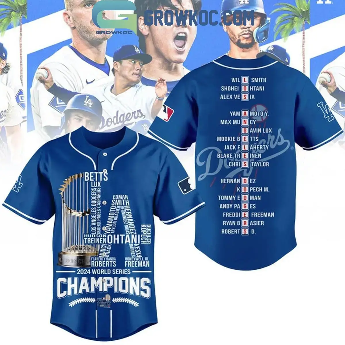 Los Angeles Dodgers 2024 Champions World Series Showtime Baseball Jersey Image