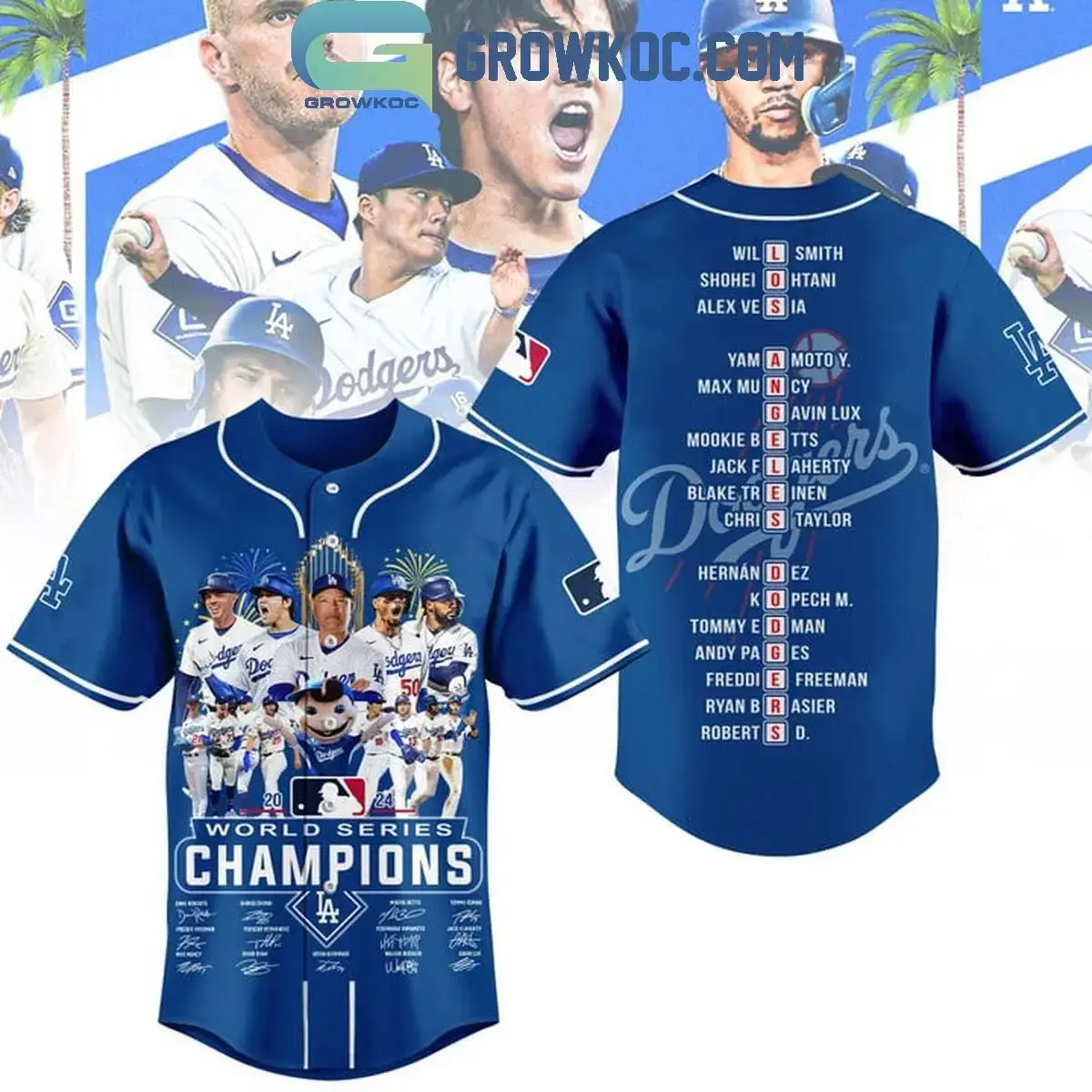 Los Angeles Dodgers 2024 Champions World Series We Are LA Baseball Jersey Image