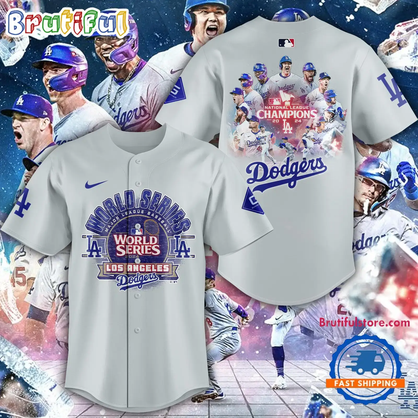 Los Angeles Dodgers 2024 National League Champions World Series Jersey Shirt Image