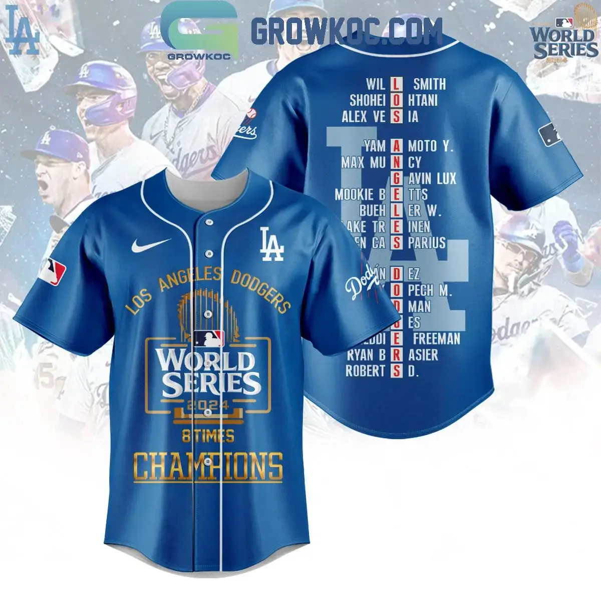Los Angeles Dodgers 2024 World Series Champions 8 Times Puzzle Name Baseball Jersey Image