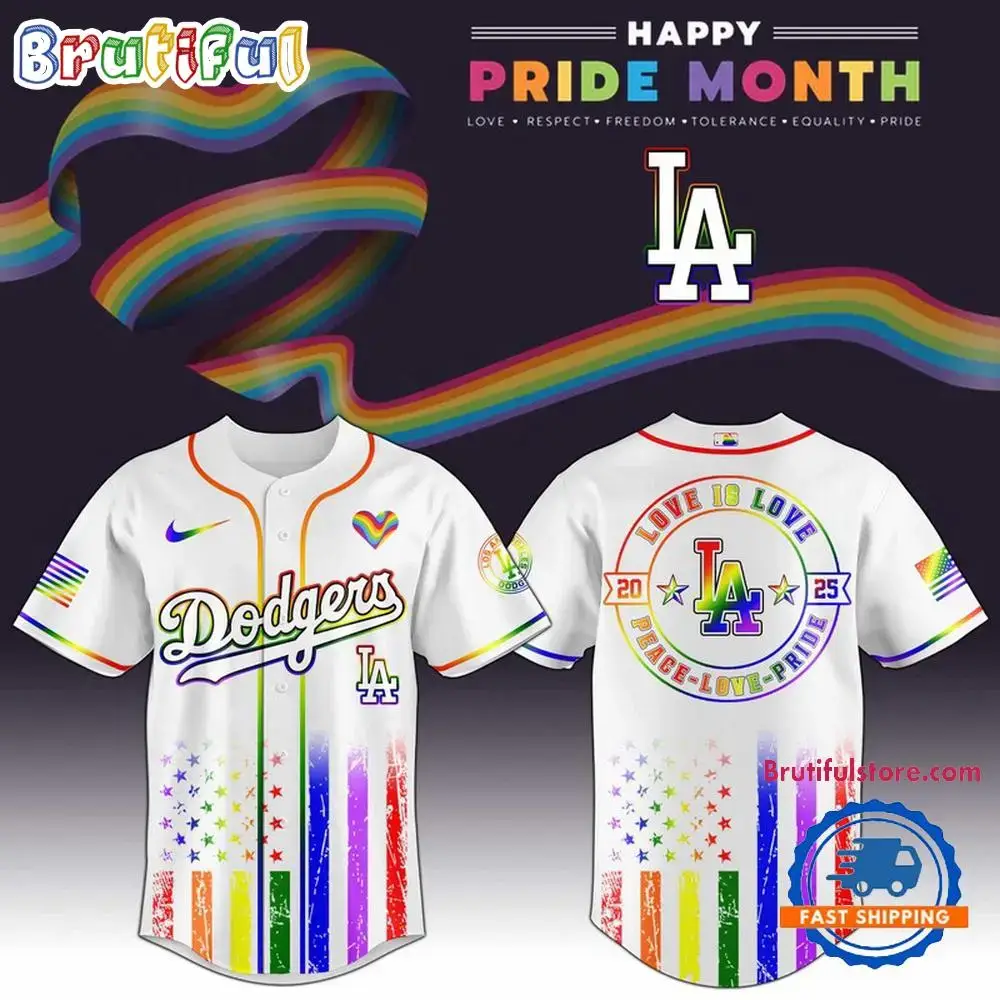 Los Angeles Dodgers 2025 Happy Pride Month Limited Edition Baseball Jersey Image