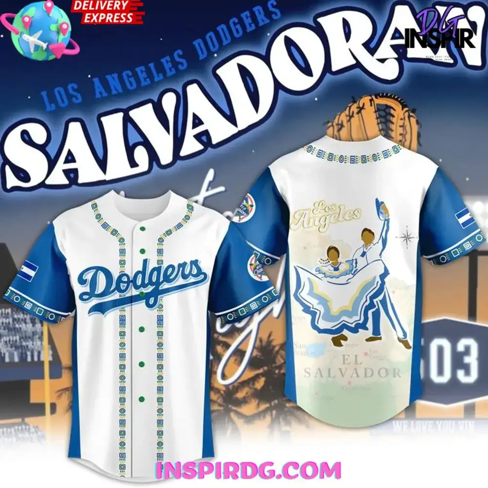 Los Angeles Dodgers 2025 Salvadoran Heritage Night Baseball Jersey Image