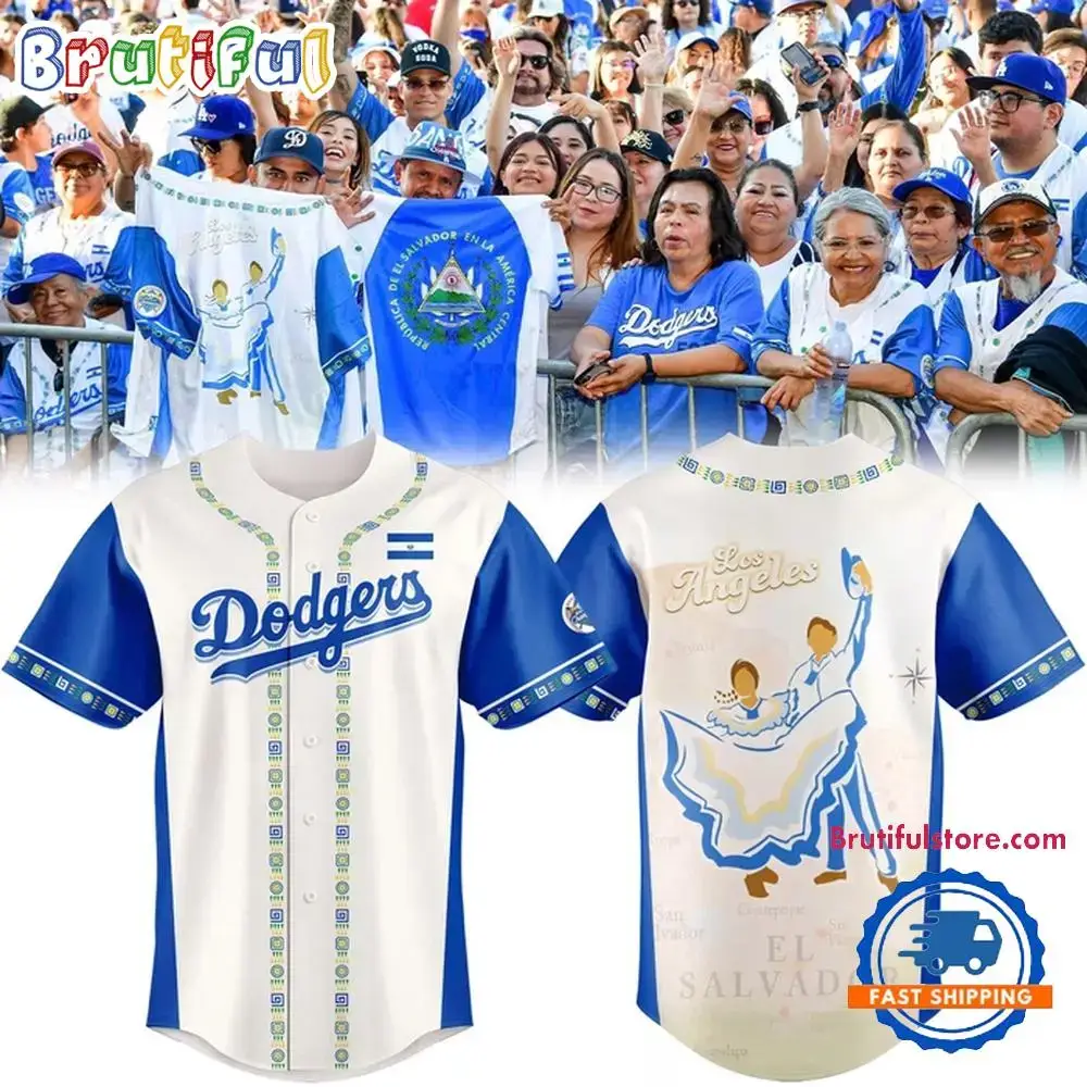 Los Angeles Dodgers 2025 Salvadoran Heritage Night Baseball Jersey Image