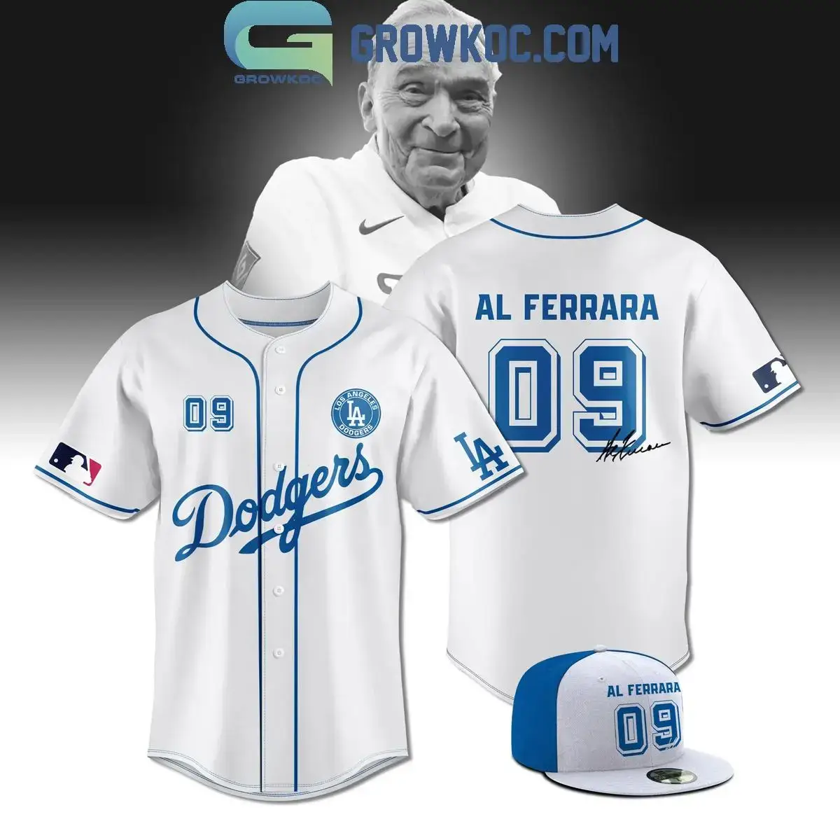 Los Angeles Dodgers Al The Bull Ferrara Commemorative Baseball Jersey White Image