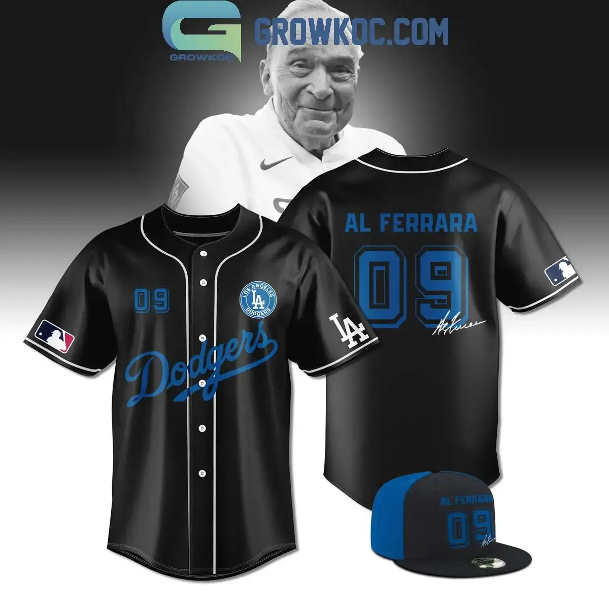 Los Angeles Dodgers Al The Bull Ferrara Commemorative Black Baseball Jersey Image