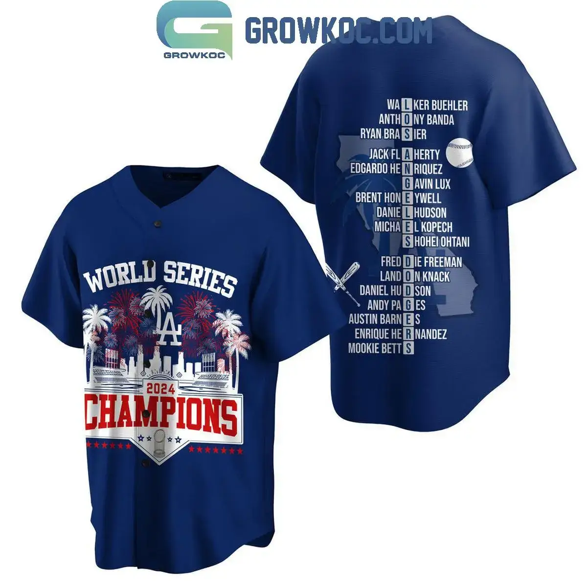 Los Angeles Dodgers All Player Name World Series 2024 Champions Baseball Jersey Image